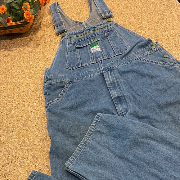 Liberty Men’s Bib Overalls Denim 36x32 Blue With STAINS - Picture 1 of 15